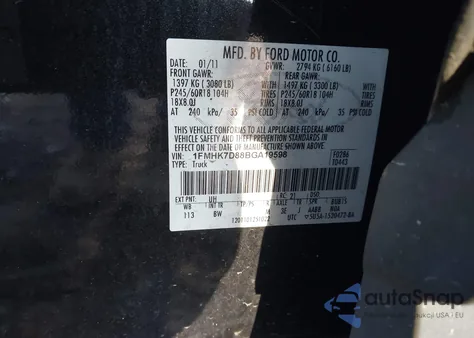 2011 Ford Explorer Xlt z USA, uszkodzony, nr VIN 1FMHK7D88BGA19598